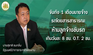 จับกัง 1 เตือนนายจ้างรถโดยสารสาธารณะ ห้ามให้ลูกจ้างขับรถเกินเวลา ช่วงสงกรานต์เกิดอุบัติเหตุเอาผิดนายจ้างโทษสูงสุด