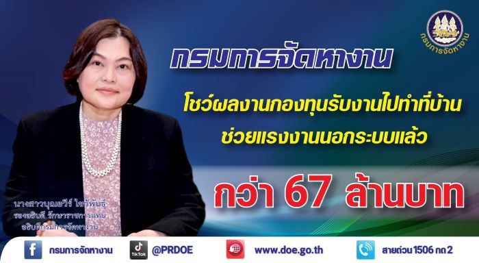 กระทรวงแรงงาน โชว์ผลงานกองทุนรับงานไปทำที่บ้าน ปล่อยกู้ 67 ล้านบาท เติมทุนแรงงานนอกระบบ